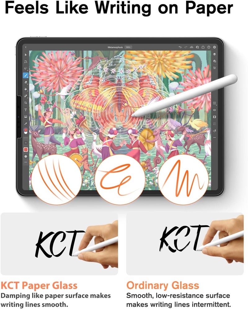 KCT Paperfeel Glass Screen Protector Compatible with iPad Pro 11 inch (2022&2021&2020&2018) / iPad Air 5th/4th (10.9 inch, 2022/2020) Draw as Paper, Anti Glare, EZ Kit | Tempered Glass, Screen Protector, Draw as Paper, with Matte Surface, EZ Kit - Image 5